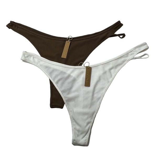 SKIMS Soft Lounge Cut Out Thong Lot of‎ 2 Marble Oxide Modal Blend 4X - Picture 15 of 15